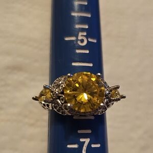 Yellow Topaz Zirconia Embedded Ring